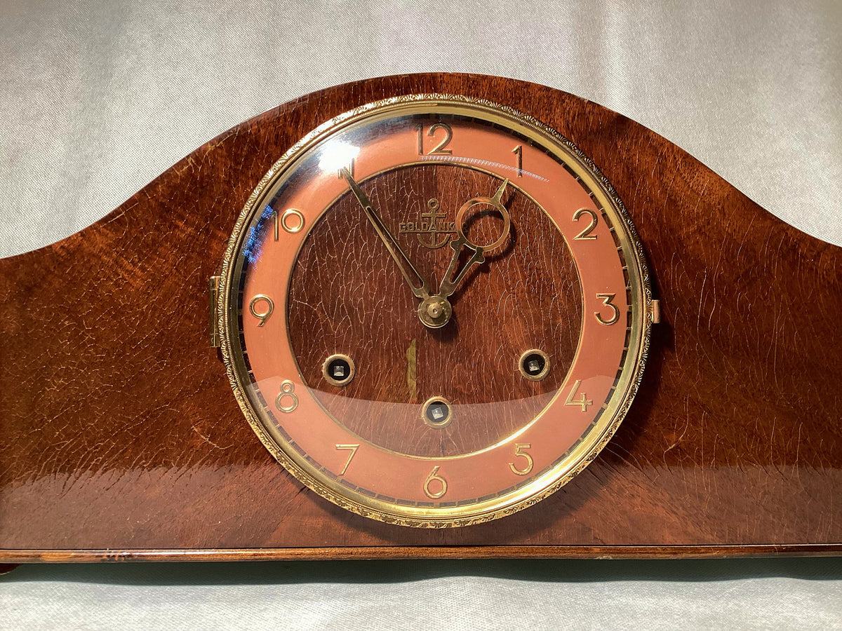 Gold Anchor Mantel Clock, Mechanical Buffet Clock, 55 cm Wide