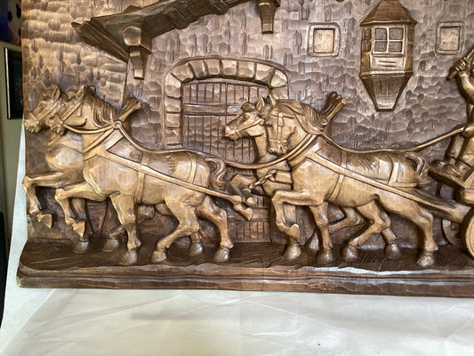 Allgäu Holzschnitzerei Original – Handgeschnitztes Hartholz Wandrelief 130cm – weitere Ansicht