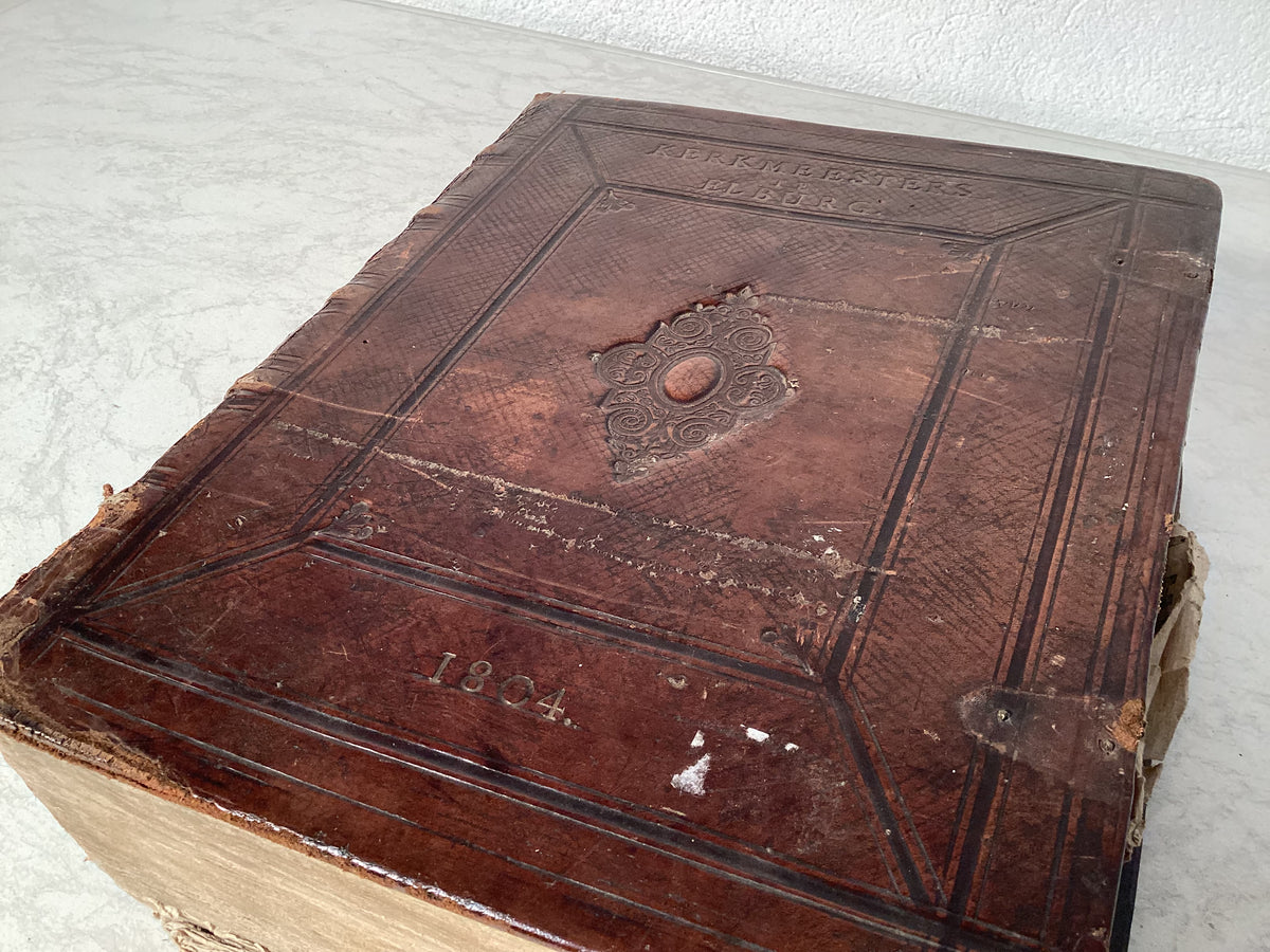 Bible de 1804 avec l’inscription « Kerkmeesters te Elburg »