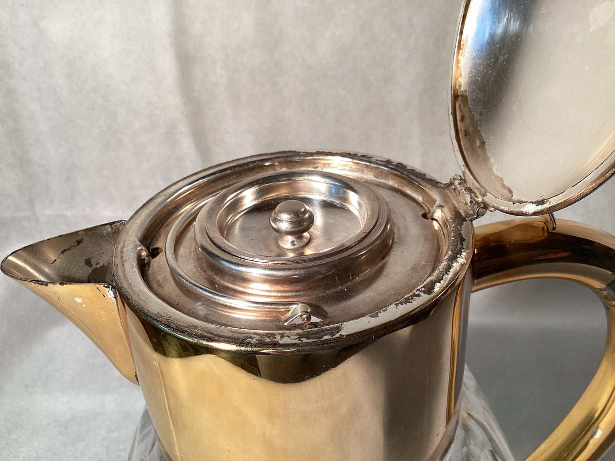 Glaskaraffe Kalte Ente Vintage, Versilbert, Retro Glaskanne – Detailansicht 3