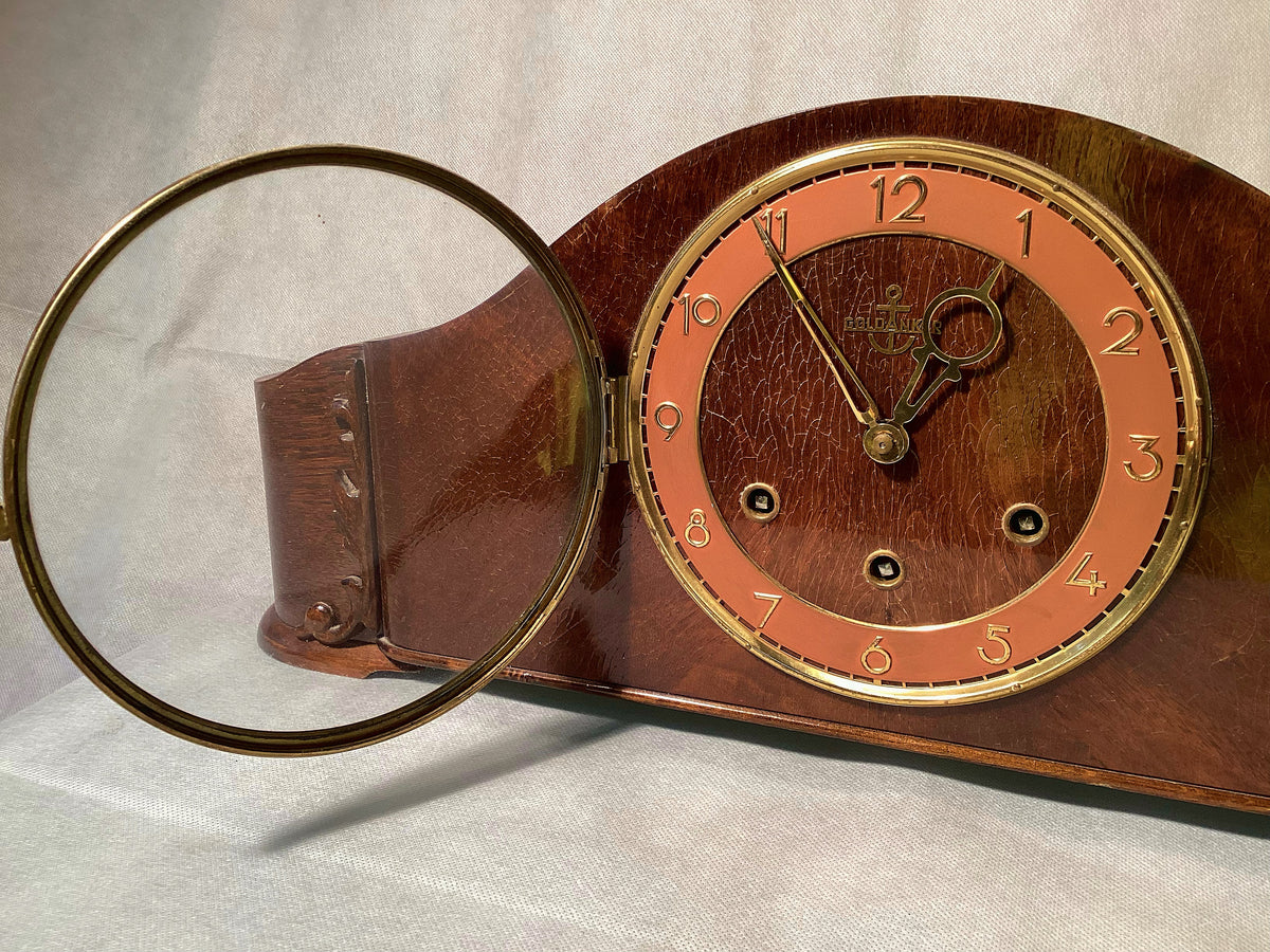 Gold Anchor Mantel Clock, Mechanical Buffet Clock, 55 cm Wide