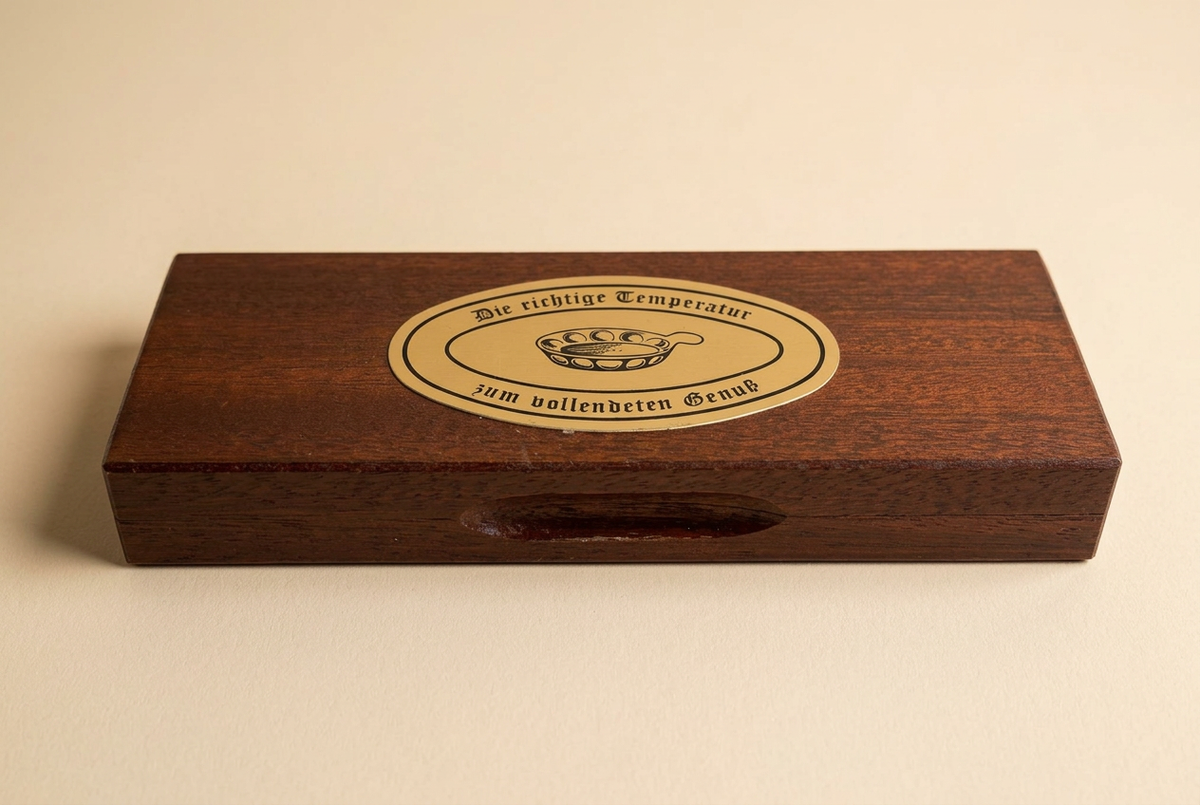 Thermomètre à vin vintage en coffret bois avec tableau des températures, 14 cm