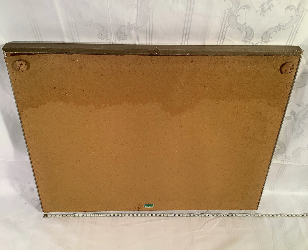 Vintage meadow painting in frame, 32.5 x 27.5 cm