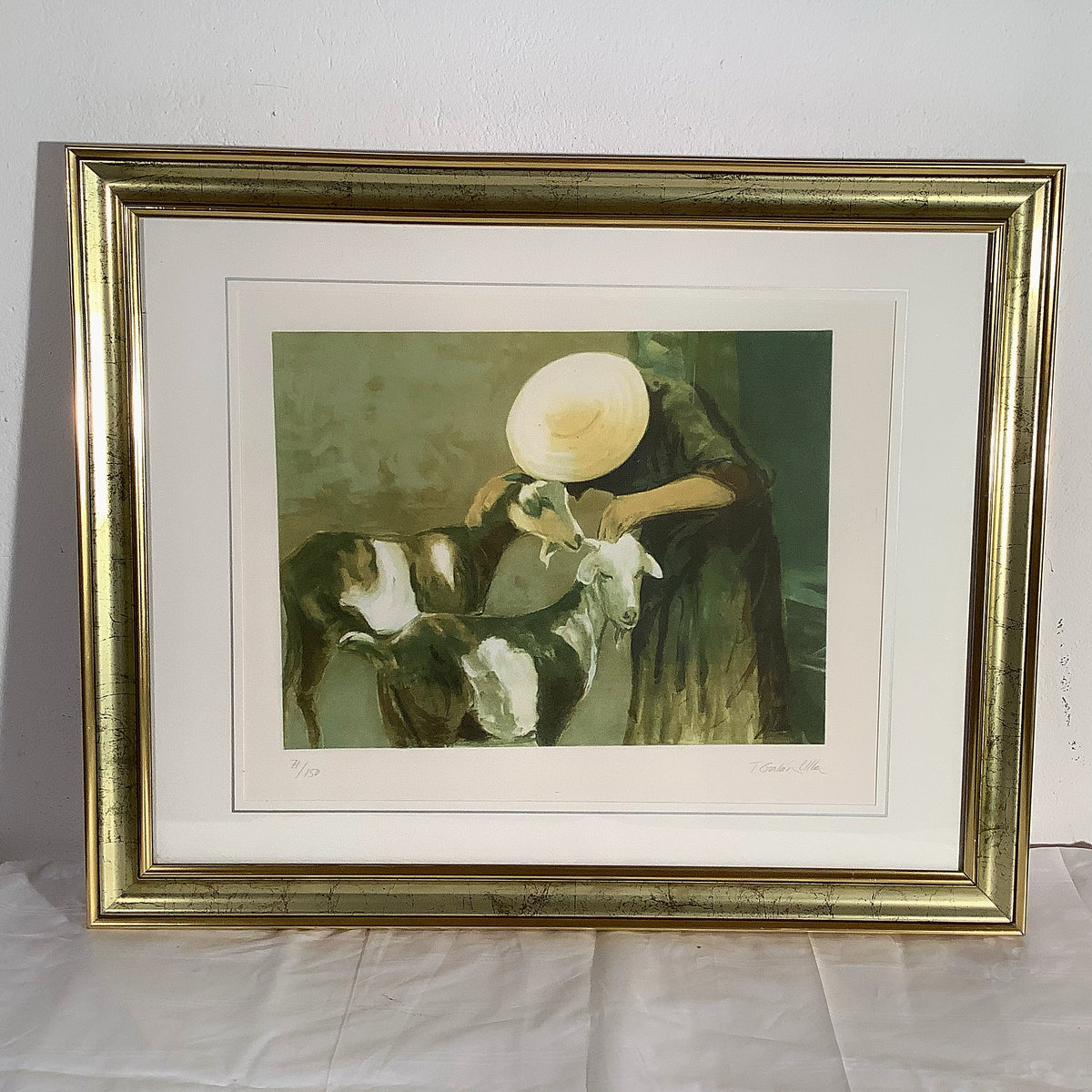 Teófilo Galán Ulla, Twee geiten, ingelijst, 80 x 66 cm