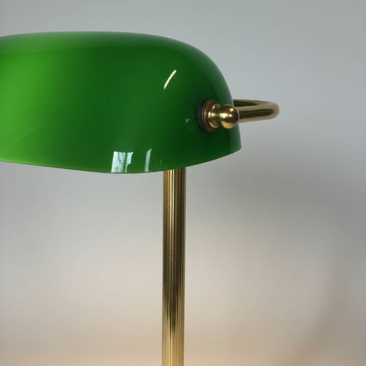 Vintage Bankerlampe Messing mit grünem Glasschirm - Schreibtischlampe – weitere Ansicht