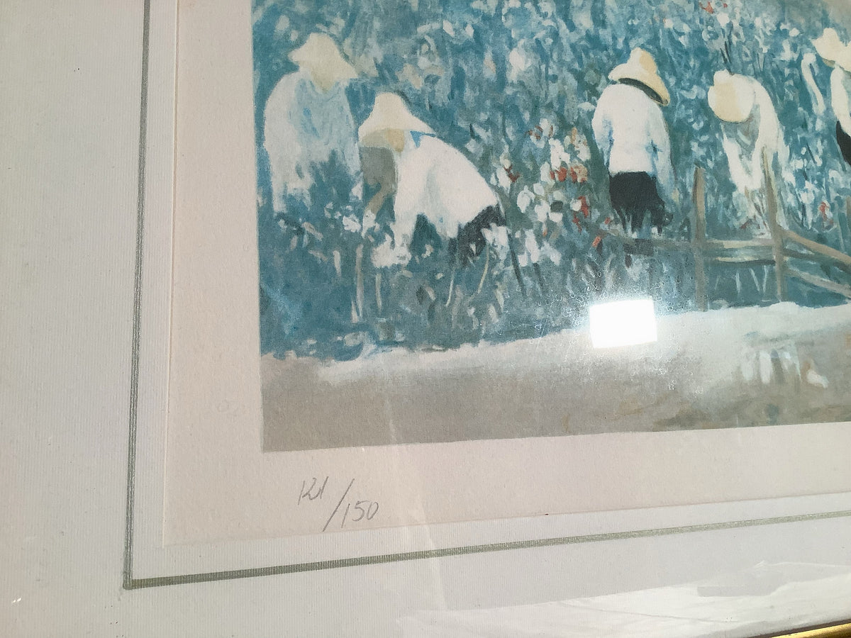 Teófilo Galán Ulla, People in a Field, framed, 80 x 66 cm