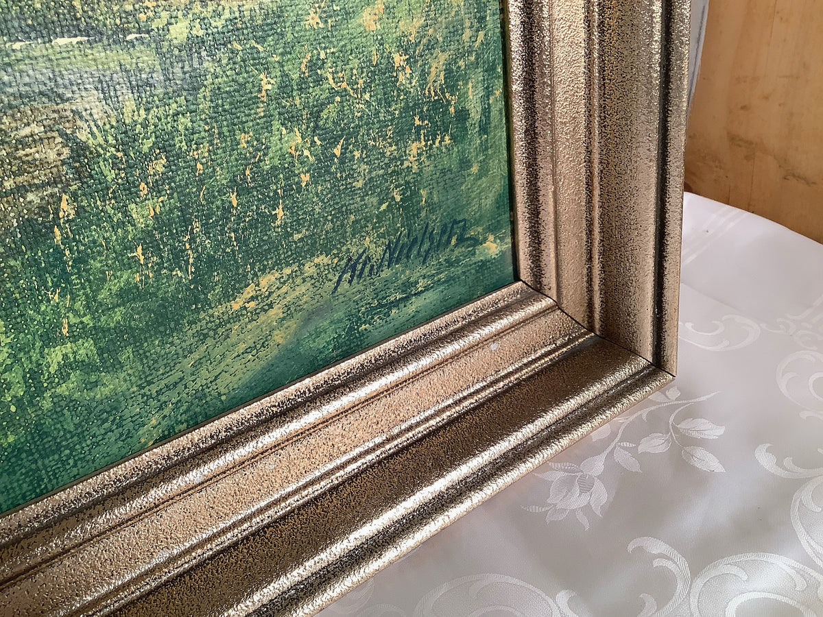 Large framed stream landscape, 77 x 60 cm