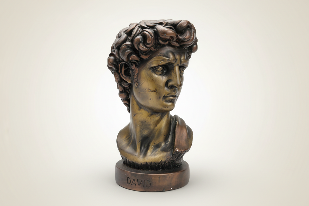 Busto di David in gesso, 34 cm, vintage