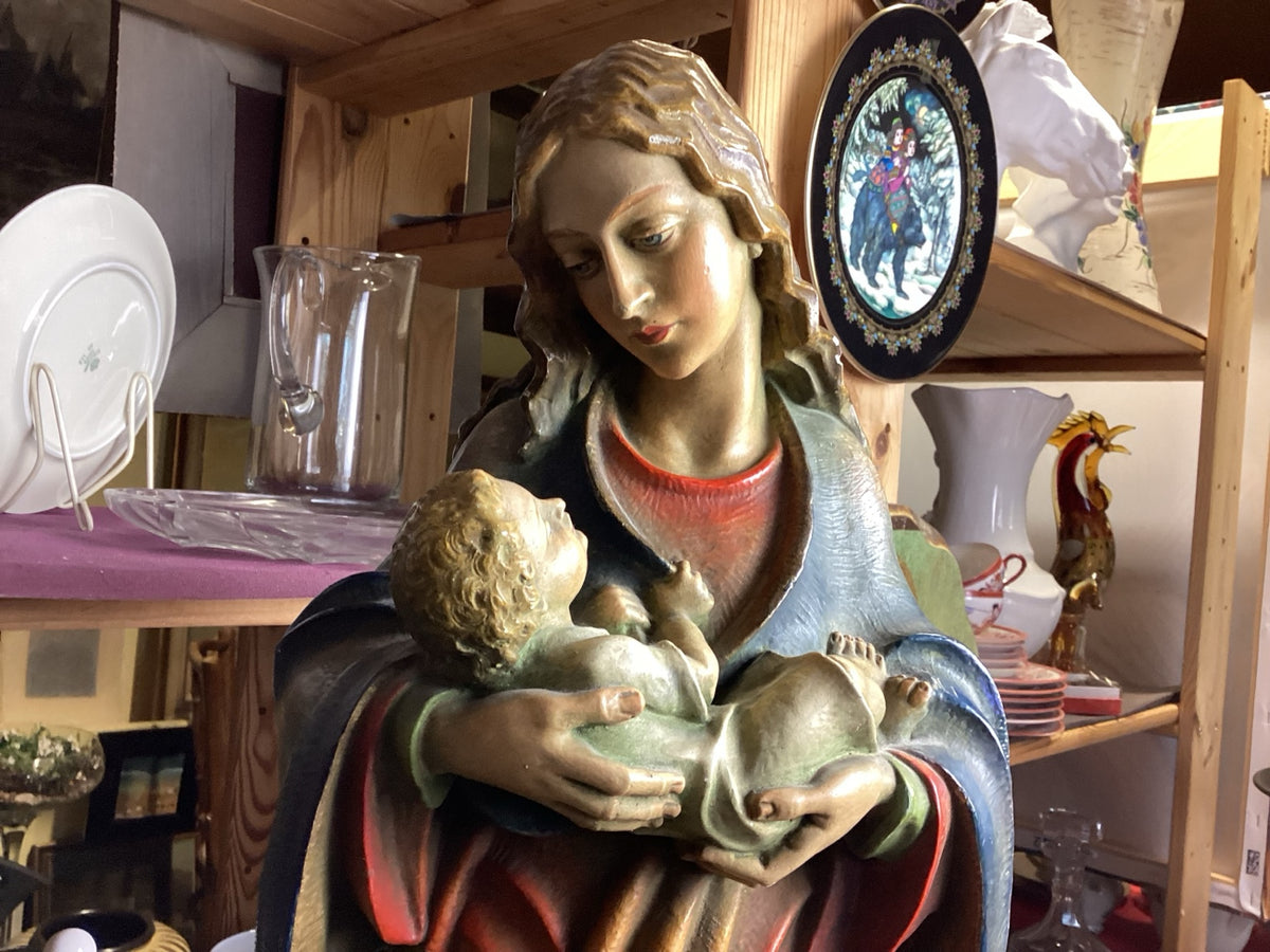 Madonna protettrice con Gesù Bambino, KSD, statua in gesso dipinta a mano, 55 cm