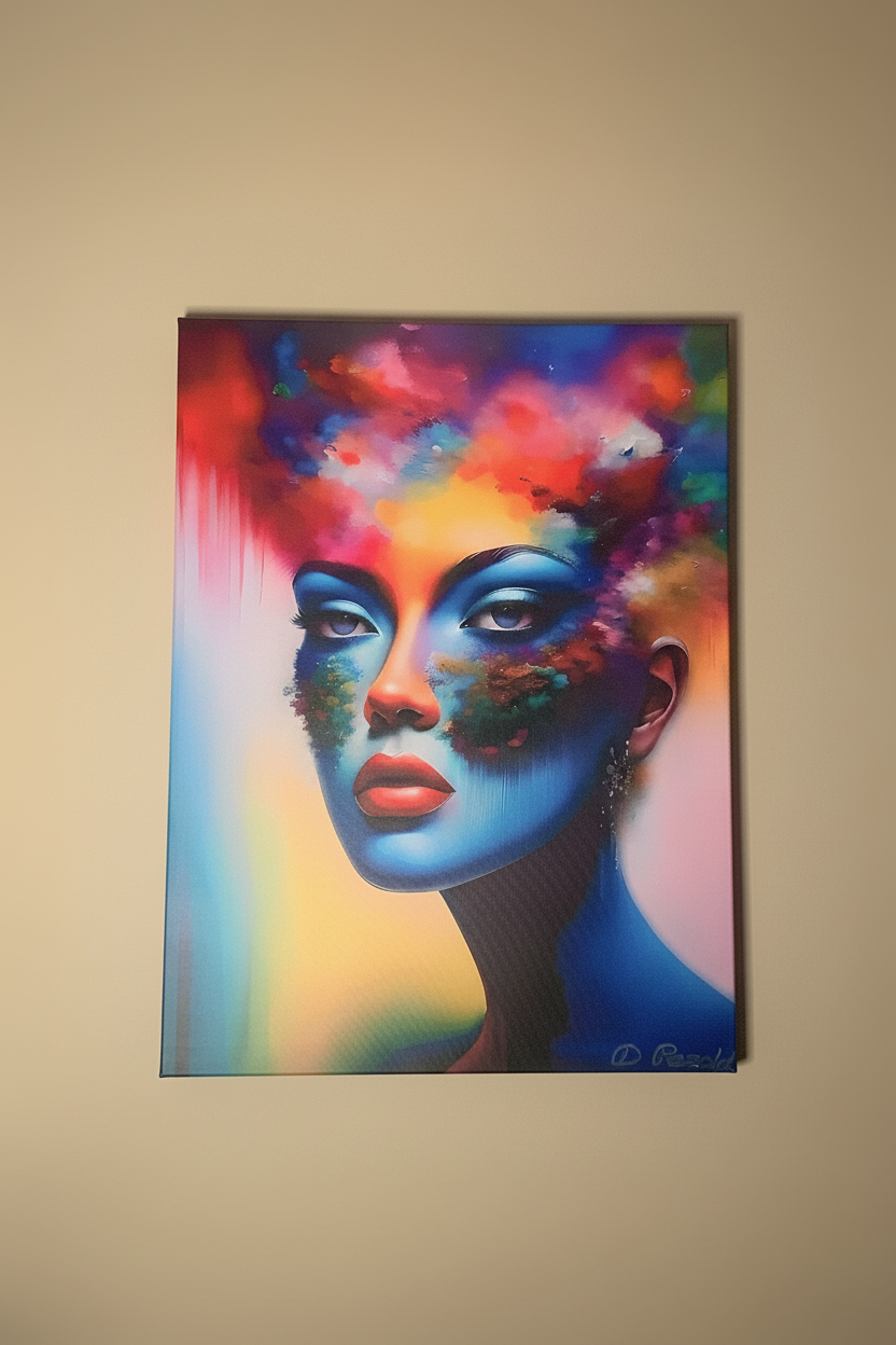 Abstract canvas painting, portrait of a woman, new, 60 x 80 cm