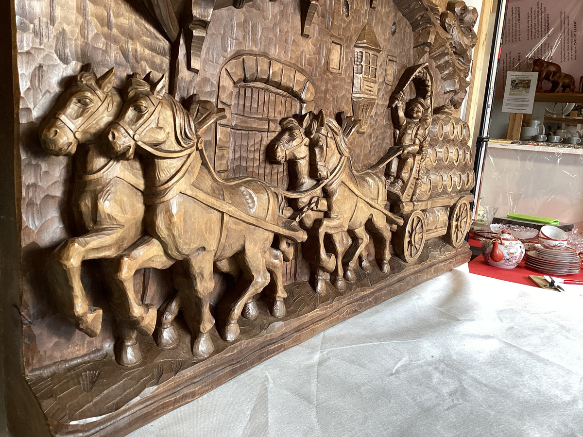 Allgäu Holzschnitzerei Original – Handgeschnitztes Hartholz Wandrelief 130cm – Detailansicht 2