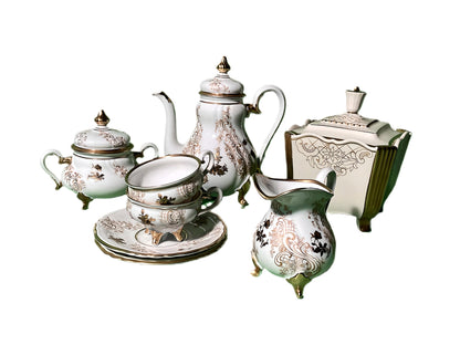 Weimar Porzellan Mokkaservice für 2 – Vintage Kaffeeservice mit Schale – Gesamtansicht