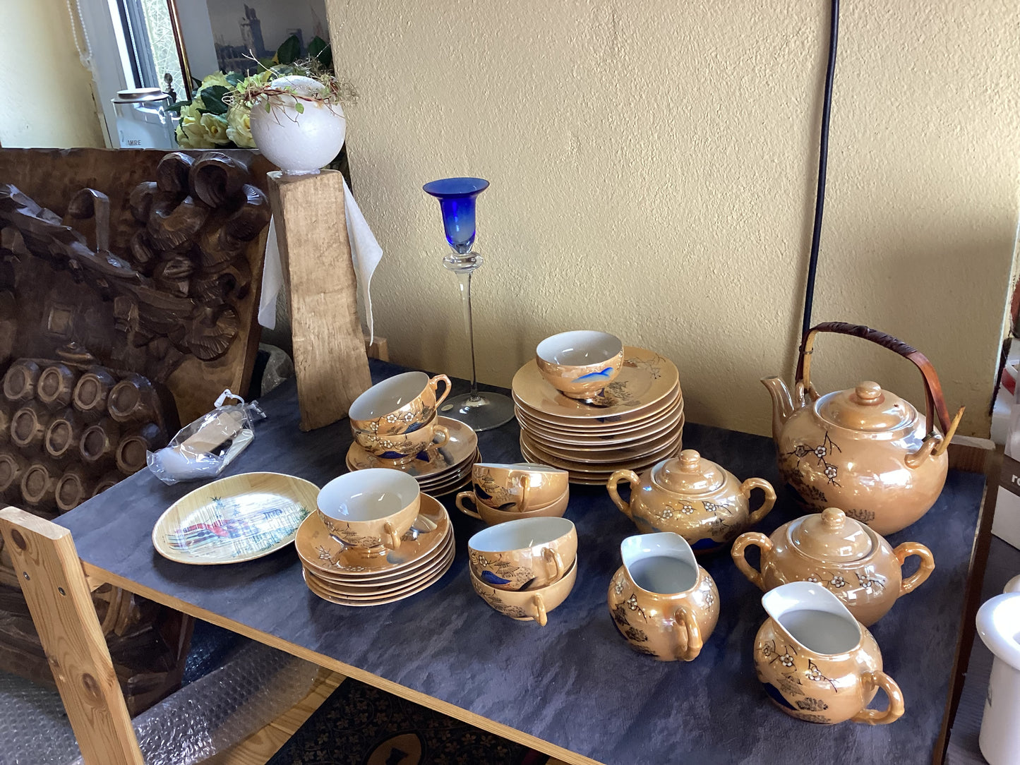 Vintage Japanisches Geisha Teeservice 23-teilig - Lithophane Porzellan handbemalt – Detailansicht 3