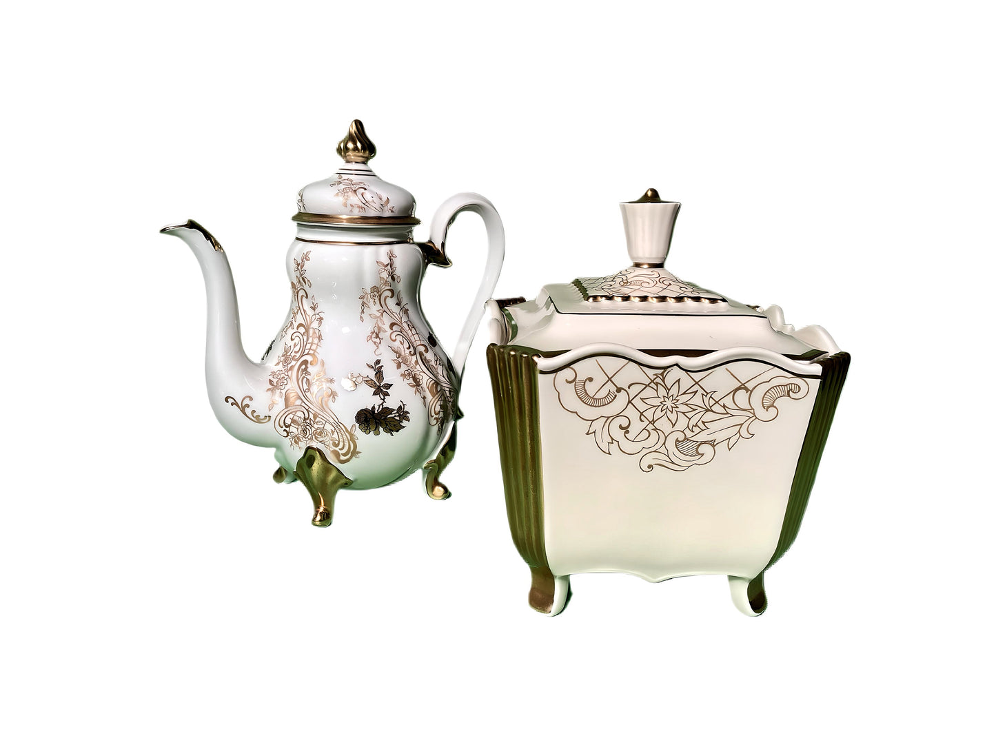 Weimar Porzellan Mokkaservice für 2 – Vintage Kaffeeservice mit Schale – Detailansicht 2