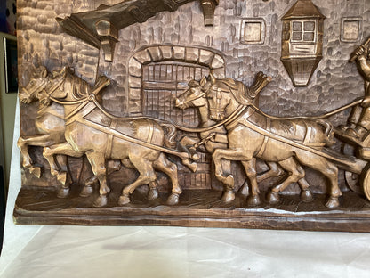 Allgäu Holzschnitzerei Original – Handgeschnitztes Hartholz Wandrelief 130cm – weitere Ansicht