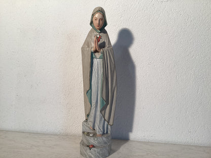 Marienfigur aus Holz, weiß-blau, handbemalt, 48 cm – weitere Ansicht