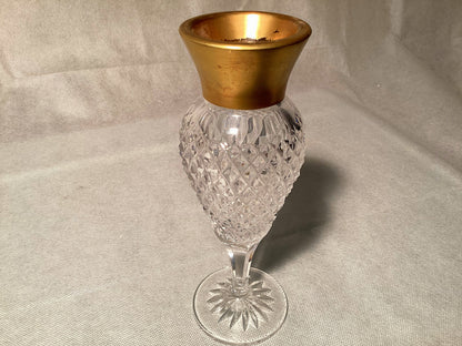 Bleikristall-Vase mit Goldrand, Vintage, 22 cm