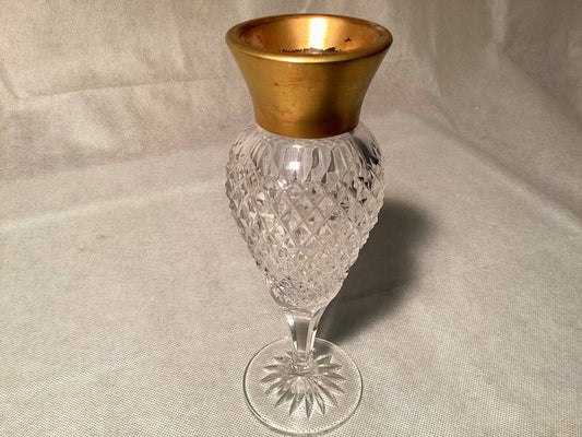 Bleikristall Vintage Vase mit Goldrand, Kristallvase hochwertig – Gesamtansicht