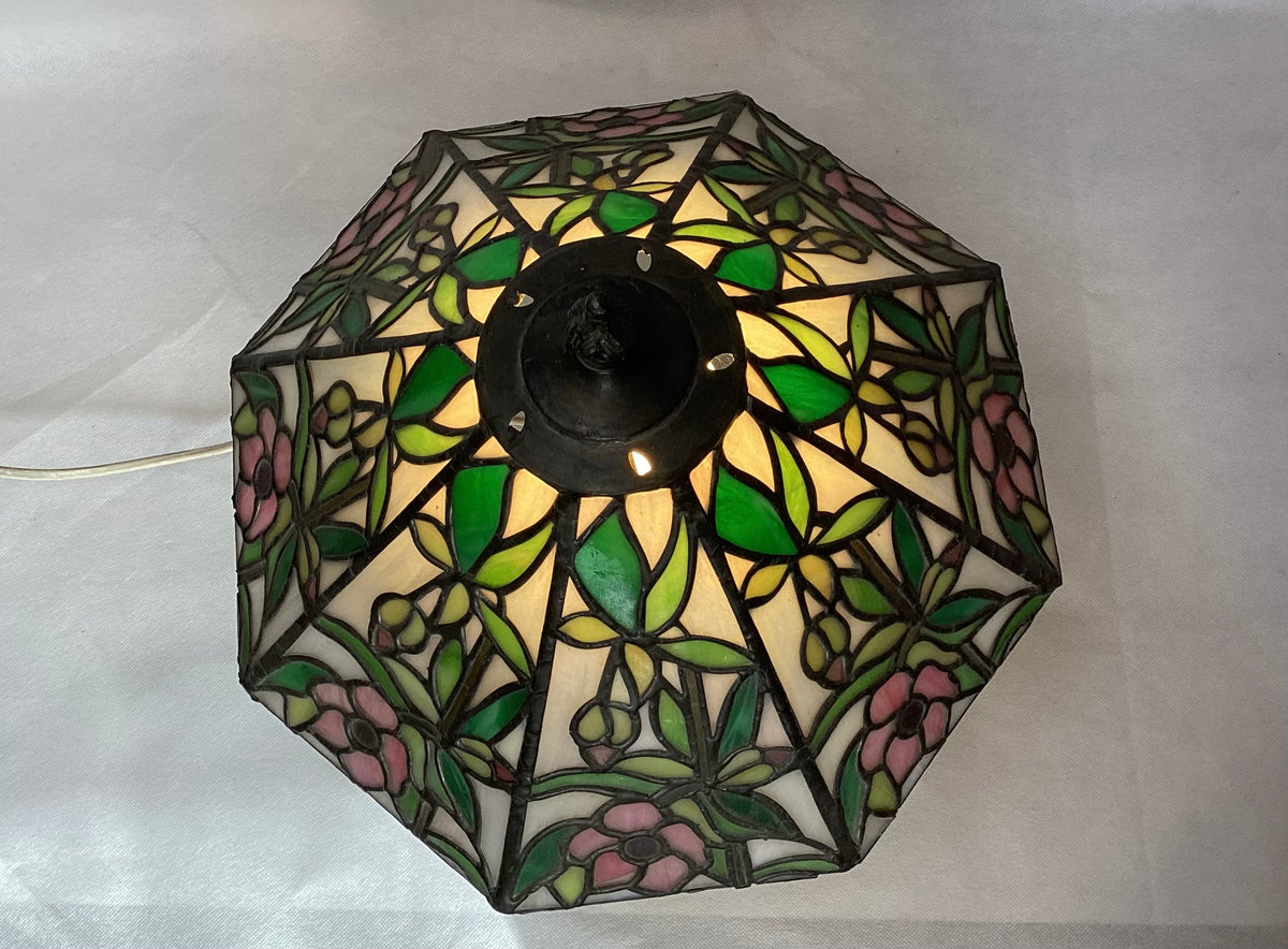 Lampada Tiffany con base in marmo, vetro colorato, 41 cm, stile Liberty