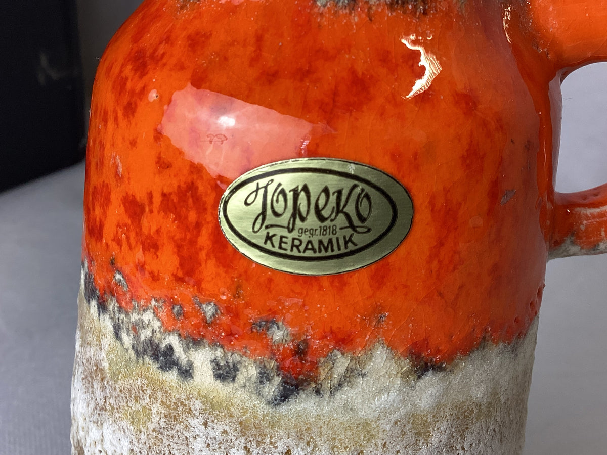 Vintage Jopeko Keramik Vase – West Germany 1960er Fat Lava Stil – Orange – Detailansicht 3