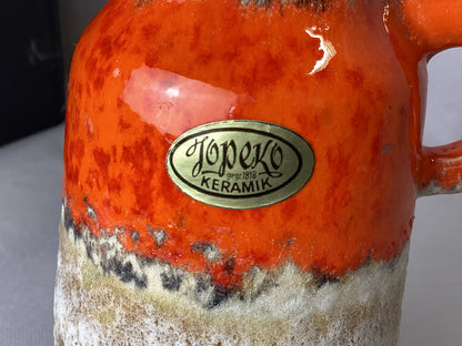Vintage Jopeko Keramik Vase – West Germany 1960er Fat Lava Stil – Orange – Detailansicht 3