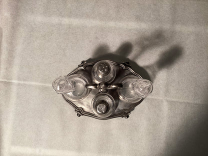 Antik Menage im Jugendstil aus Zinn, Essig Öl Salz & Pfeffer – Detailansicht 2