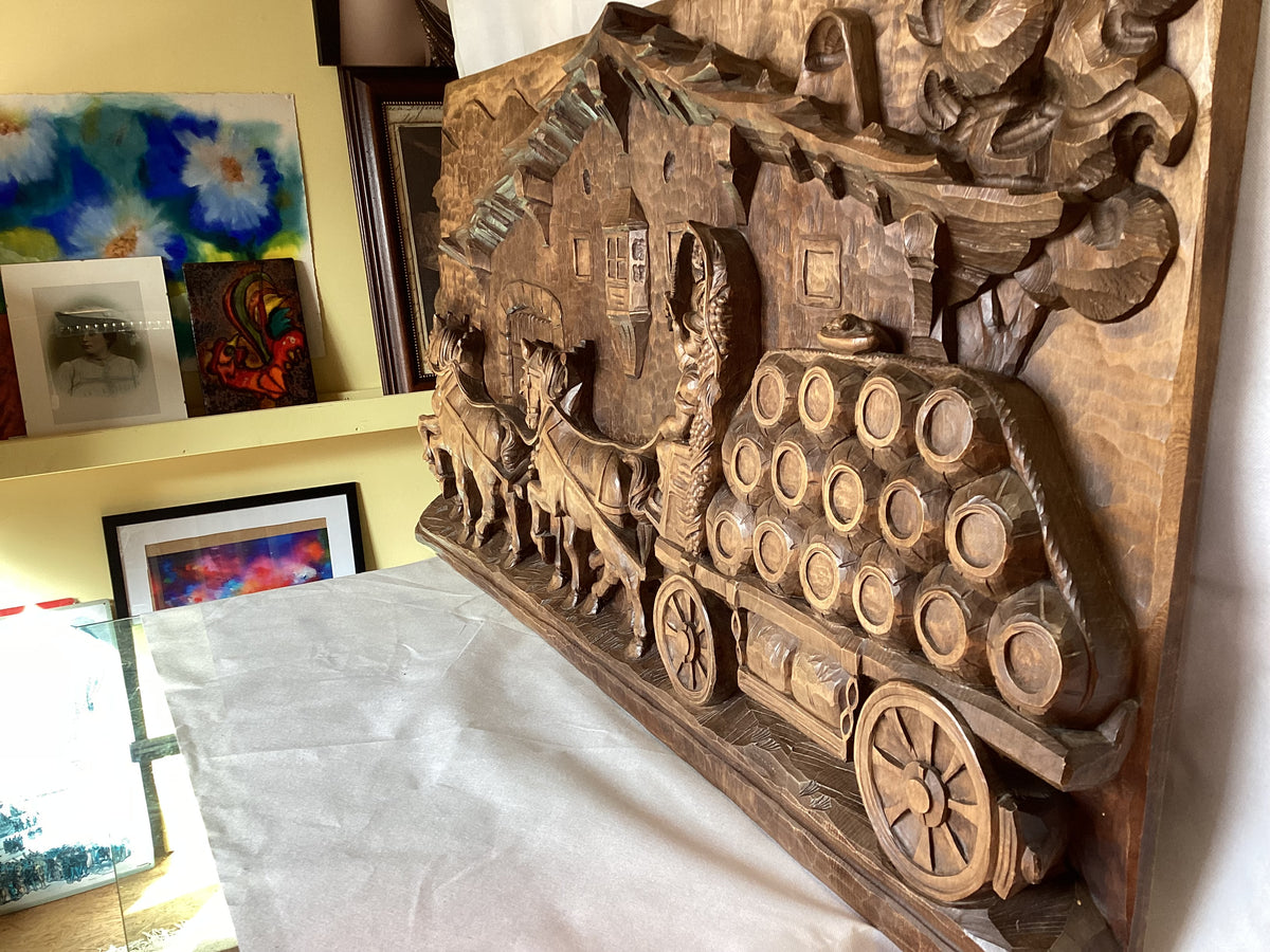 Allgäu Holzschnitzerei Original – Handgeschnitztes Hartholz Wandrelief 130cm – Detailansicht 3