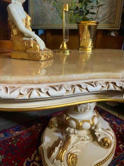 Barock Marmor Konsolentisch - Antikes Sammlerstück aus Massivholz – Detailansicht 3