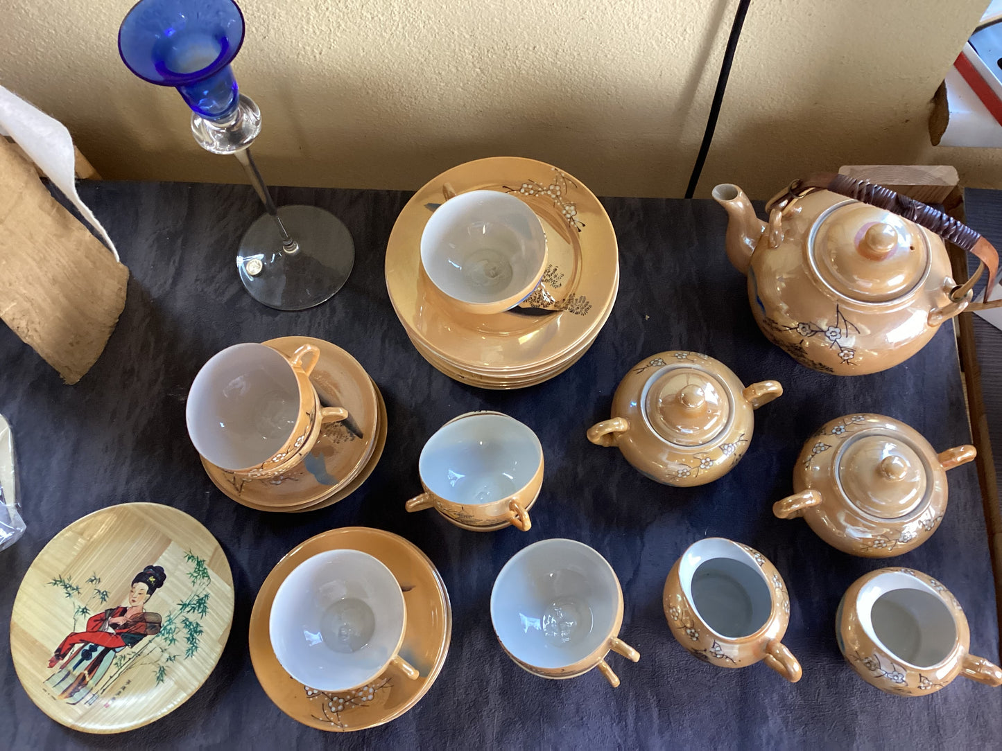 Vintage Japanisches Geisha Teeservice 23-teilig - Lithophane Porzellan handbemalt – weitere Ansicht