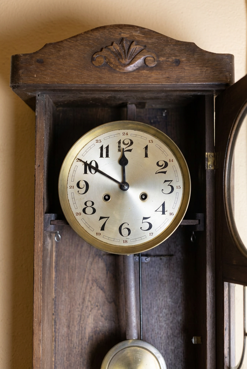 Regolatore meccanico in legno, orologio a pendolo da parete, ca. 1930, 75 cm