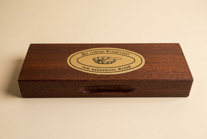 Thermomètre à vin vintage en coffret bois avec tableau des températures, 14 cm