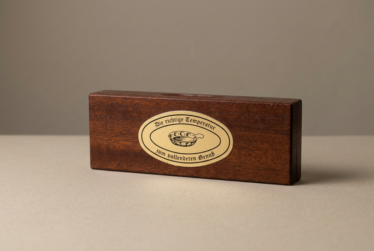 Thermomètre à vin vintage en coffret bois avec tableau des températures, 14 cm