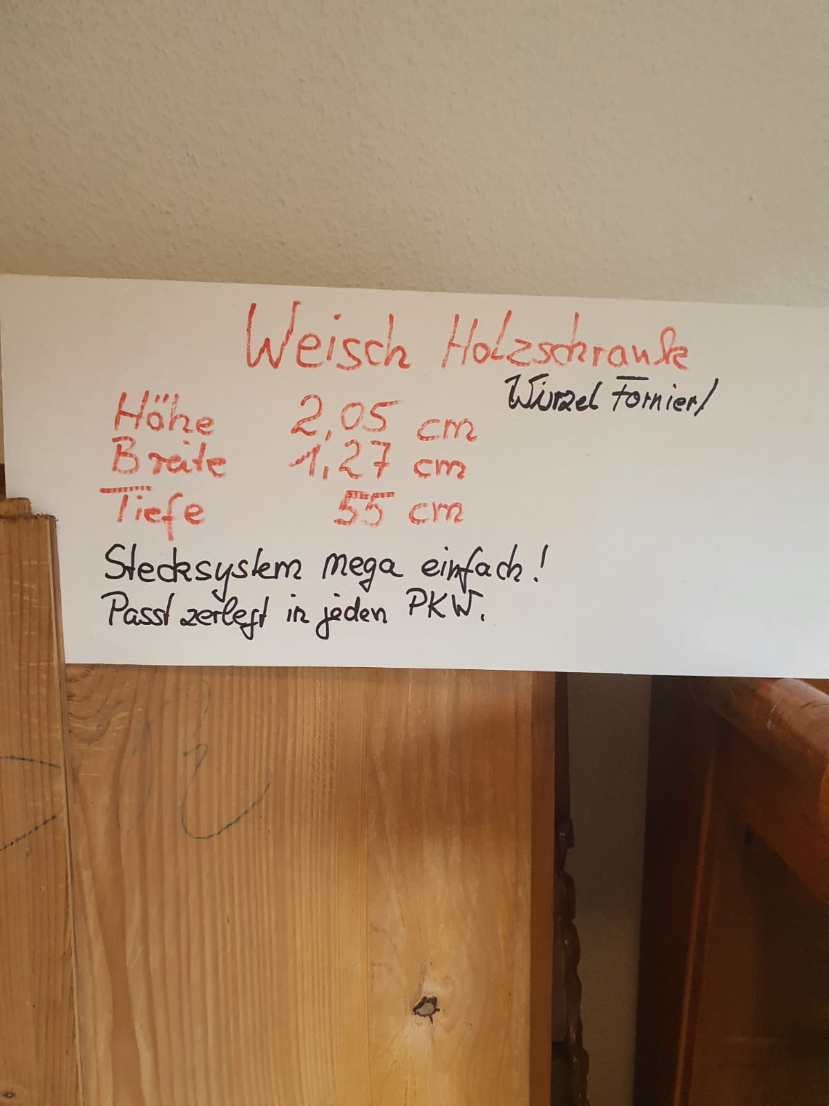 Maße des antiken Kleiderschranks: ca. 205 x 127 x 55 cm