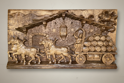 Allgäu Holzschnitzerei Original – Handgeschnitztes Hartholz Wandrelief 130cm – Detailansicht 4