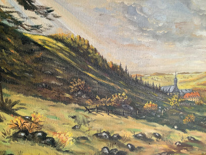 Ölgemälde Wiesenlandschaft 1963 – Julian Müller, signiert & datiert – Detailansicht 6