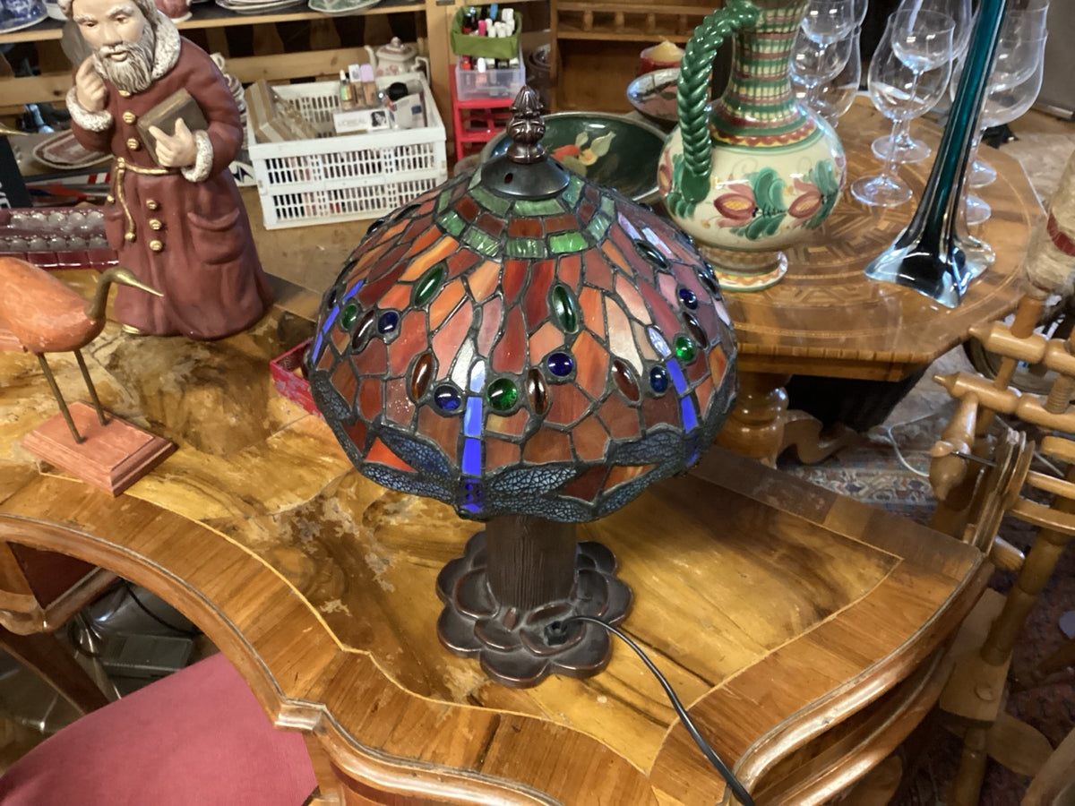 Tiffany-style table lamp with dragonfly motif, stained glass, 40 cm