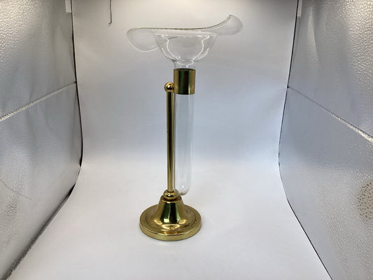Messing-Glas-Blumenvase, komplett montiert, Gesamtansicht